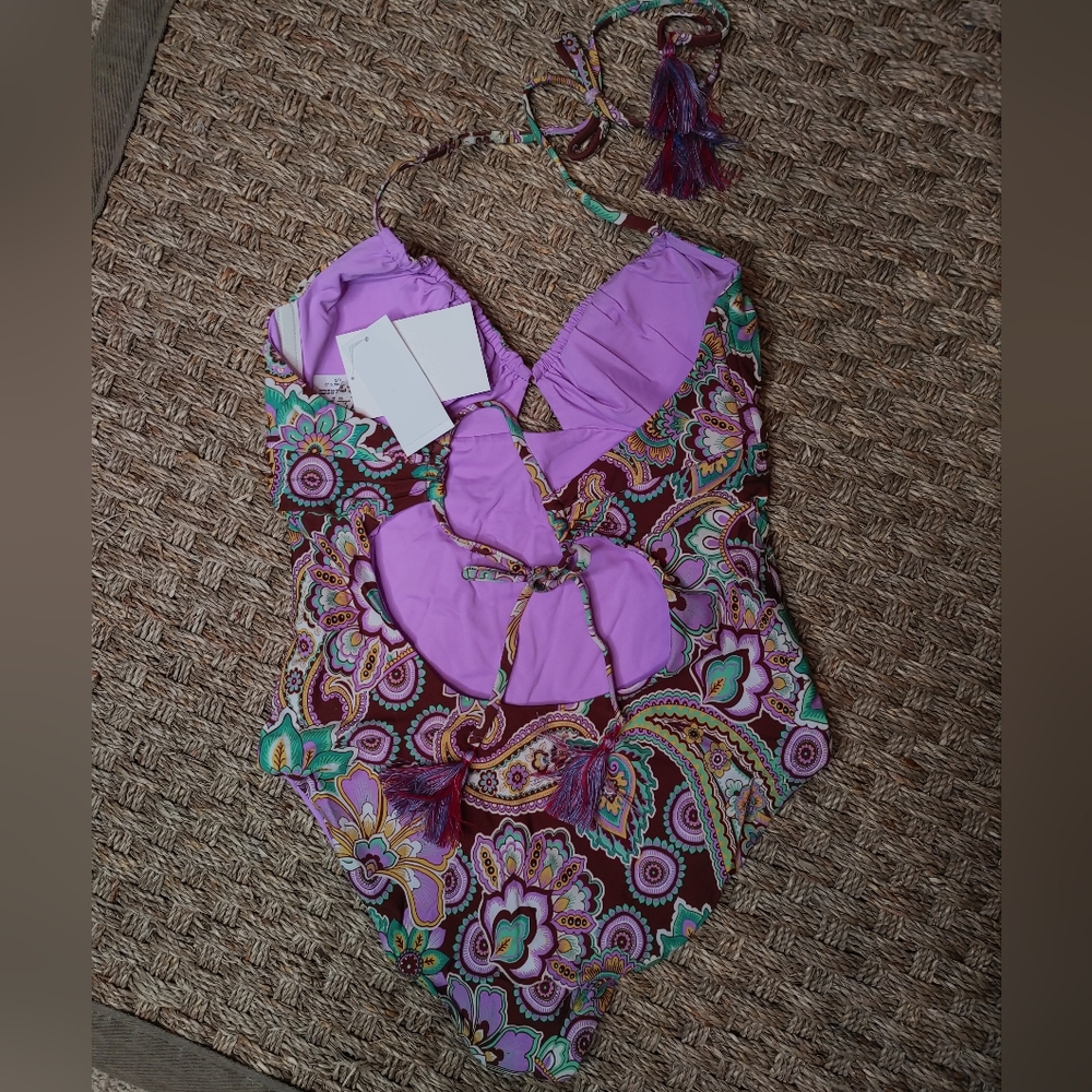 BECCA BY REBECCA VIRTUE GROOVY CANDICE MULTI-WAY ONE PIECE SWIMSUIT L - Picture 2 of 5